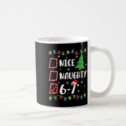 6-7 Meme Nice Naughty 67 Christmas Brain Rot Funny コーヒーマグカップ (右)