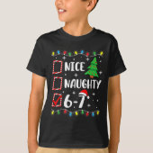 6-7 Meme Nice Naughty 67 Christmas Brain Rot Funny Tシャツ (正面)