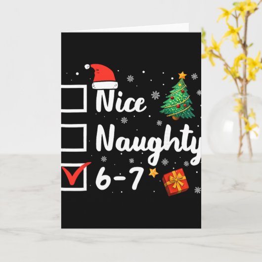 6-7 Meme Nice Naughty 67 Christmas Funny  カード (黄色い花)