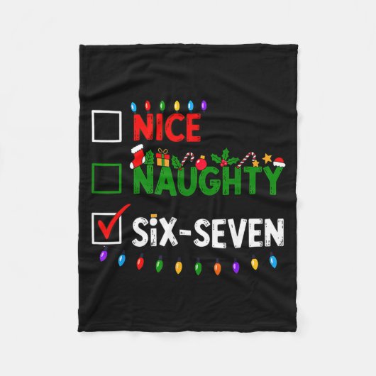6-7 Meme Nice Naughty Six Seven 67 Christmas フリースブランケット (正面)