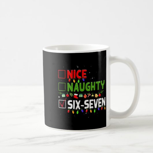 6-7 Meme Nice Naughty Six Seven 67 Funny Christmas コーヒーマグカップ (右)