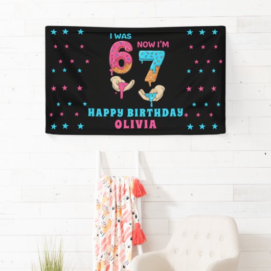 6 7 Meme Six Seven Birthday Banner 横断幕 (インサイチュ)