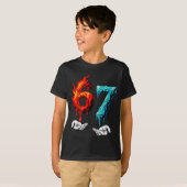 6 7 Meme Six Seven Ice 67 Flames Funny Kids Youth  Tシャツ (正面フル)