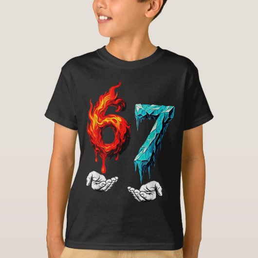 6 7 Meme Six Seven Ice 67 Flames Funny Kids Youth  Tシャツ (正面)