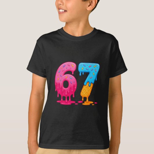6 7 Meme Six Seven Ice Cream Drip Tシャツ (正面)