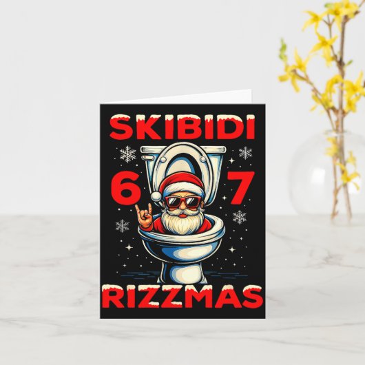6-7 Meme Slang Christmas Nice Naughty 67 Funny  カード (黄色い花)