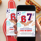 6 7 Meme Sport Red Blue Boy Birthday Invitation 招待状