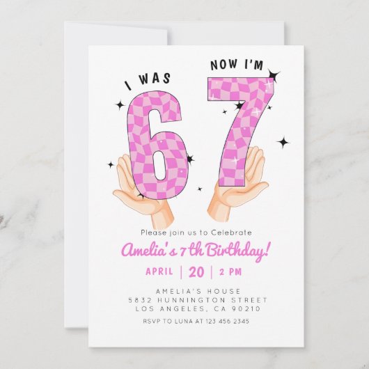 6 7 Meme Trend Six Seven Birthday  招待状 (正面)