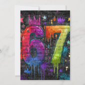 6 7 Meme Trend Six Seven Birthday party graffiti  招待状 (裏面)