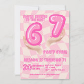 6 7 Meme Trend Six Seven Birthday party Retro Pink 招待状 (正面)