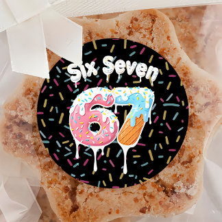 6 7 Meme Trend Six Seven Birthday Sticker ラウンドシール