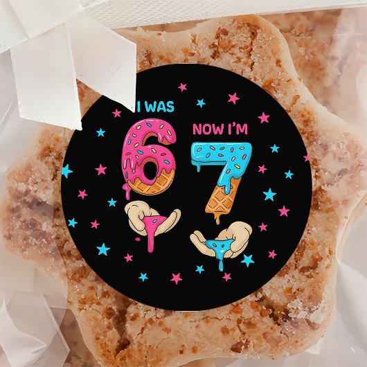 6 7 Meme Trend Six Seven Birthday Sticker ラウンドシール
