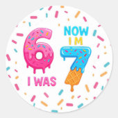 6 7 Meme Trend Six Seven Birthday Sticker ラウンドシール (正面)