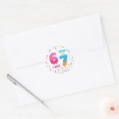 6 7 Meme Trend Six Seven Birthday Sticker ラウンドシール (封筒)