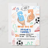 6 7 Meme Trend Six Seven Kids Birthday Sports Bruh 招待状 (正面)