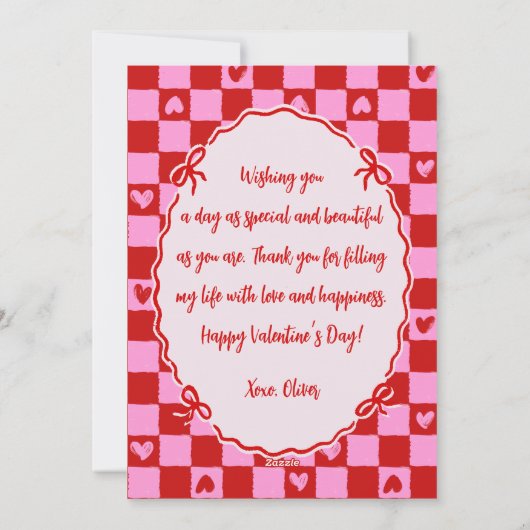 6 7 Meme Trendy Coquette Bow Valentines Day シーズンカード (裏面)