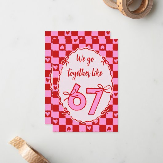 6 7 Meme Trendy Coquette Bow Valentines Day ノートカード (正面/裏面インサイチュ)