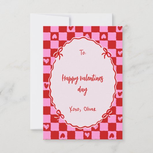 6 7 Meme Trendy Coquette Bow Valentines Day ノートカード (裏面)