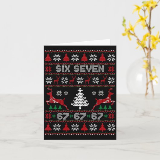 6 7 Meme Ugly Christmas Sweater 67 Six Seven Funny カード (黄色い花)