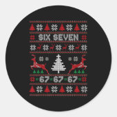 6 7 Meme Ugly Christmas Sweater 67 Six Seven Funny ラウンドシール (正面)