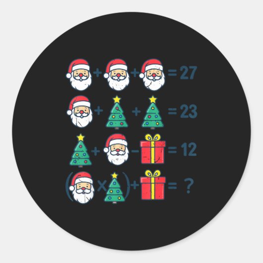 6 7 Order Operation Christmas Math Professor Costu ラウンドシール (正面)