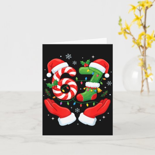 6 7 Pajamas Six Seven Matching Ugly Christmas 67 F カード (黄色い花)