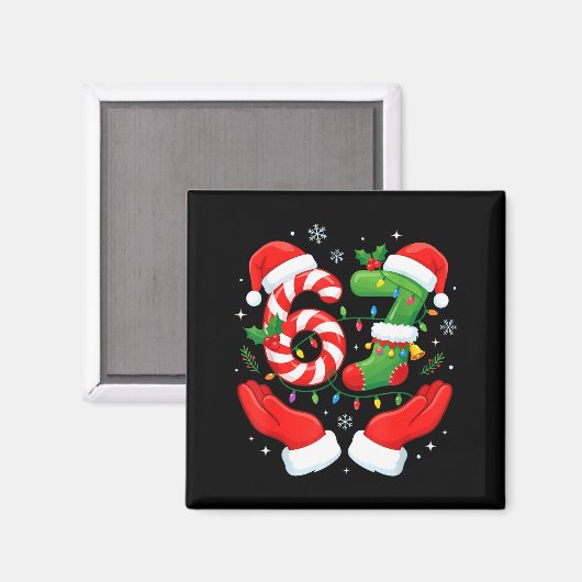 6 7 Pajamas Six Seven Matching Ugly Christmas 67 F マグネット (正面/裏面)