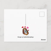 6 7 Poodle in Pink Classic Car flying in sky card ポストカード (裏面)