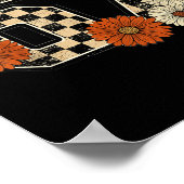 6 7 Retro Fall Meme Checkerboard Tee Haunted ポスター (角)