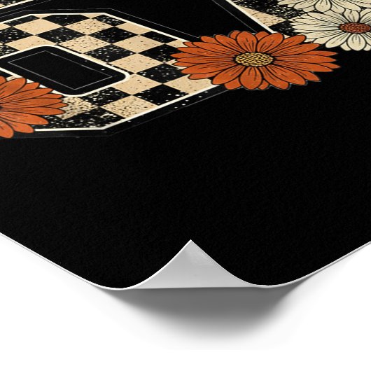 6 7 Retro Fall Meme Checkerboard Tee Haunted  ポスター (角)