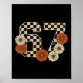 6 7 Retro Fall Meme Checkerboard Tee Haunted  ポスター (正面)