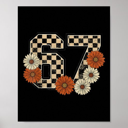 6 7 Retro Fall Meme Checkerboard Tee Haunted  ポスター (正面)