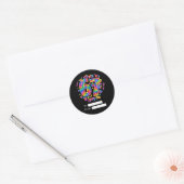 6 7 Six Seven ネオン ガール 7歳の誕生日パーティーファーバー ラウンドシール (封筒)