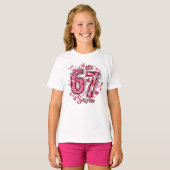 6 7 Six Seven ミーム トレンド 女の子 7歳の誕生日パーティー Tシャツ (正面フル)