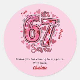 6 7 Six Seven ミーム 女子 7歳の誕生日パーティーファバー ラウンドシール