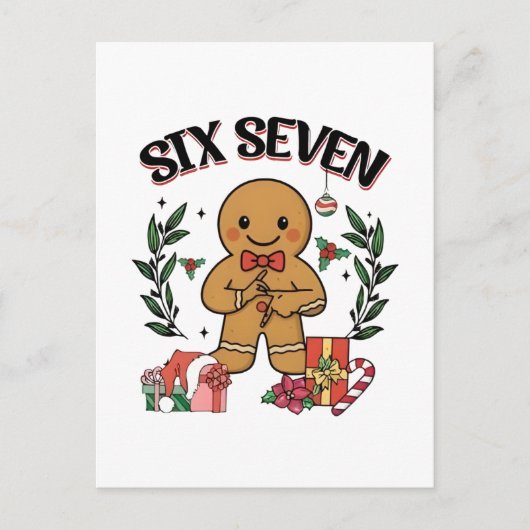 6 7 Six Seven Hand Gen Z Alpha Gingerbread Meme ポストカード (正面)