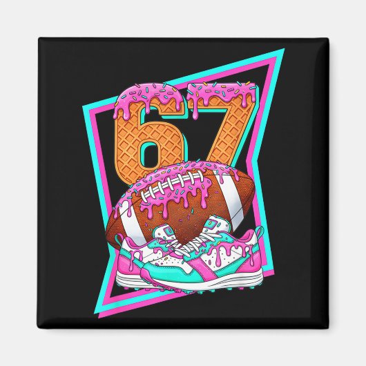 6 7 Six Seven Meme American Football Drip Number 6 マグネット (正面)