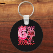 6 7 Six Seven Meme Coquette Bow Leopard Heart Vale キーホルダー (正面)