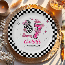 6 7 Six Seven Meme Trend Pink Girls 7th Birthday ペーパープレート