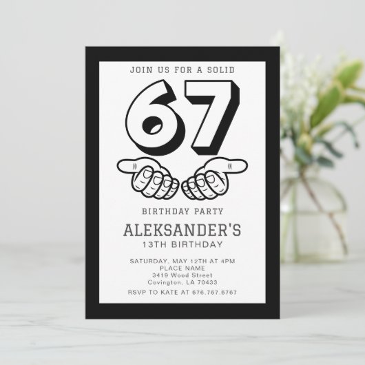 6 7 Six Seven Meme Viral Boy Any Birthday Party  招待状 (スタンド正面)