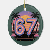 6 7 Six Seven Vaporwave Gen Z Alpha Meme  セラミックオーナメント (左)