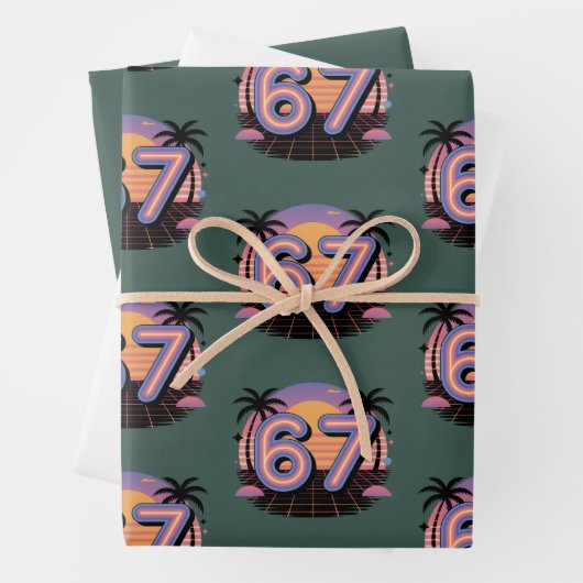 6 7 Six Seven Vaporwave Gen Z Alpha Meme  ラッピングペーパーシート (インサイチュ)