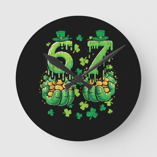 6 7 St Patricks Day ラウンド壁時計 (正面)