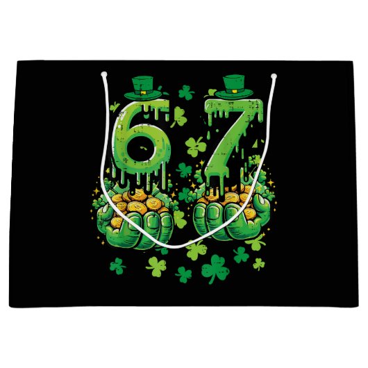6 7 St Patricks Day ラージペーパーバッグ (正面)