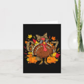 6 7 Thanksgiving Funny Leopard Bow Turkey Six Seve カード (正面)