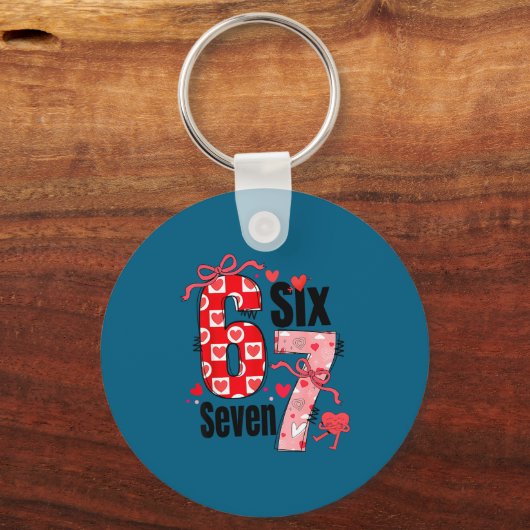 6 7 Valentine Six Seven Meme Coquette Bow Hearts  キーホルダー (正面)