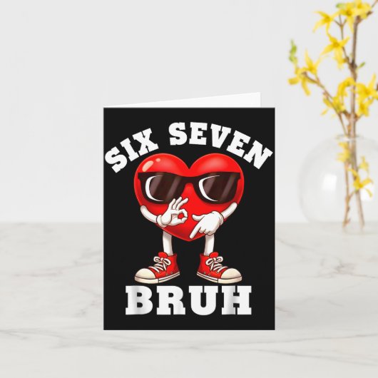 6 7 Valentines Day Shirt Men Boys Funny Heart Meme カード (黄色い花)