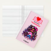 6 African American Girl Writing Supplies Students ノートブック (内側)