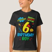 6 Birthday Boy Comic Cool 6th Bday Superhero Party Tシャツ (正面)