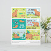 6 Capybara Kids Classroomバレンタインデーのカード レターヘッド (スタンド正面)
